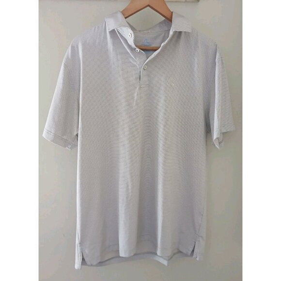 Rhoback Performance Golf Polo Shirt  Size Large Gray Stripe Preppy Casual - Picture 1 of 8